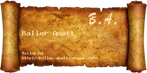 Baller Anett névjegykártya